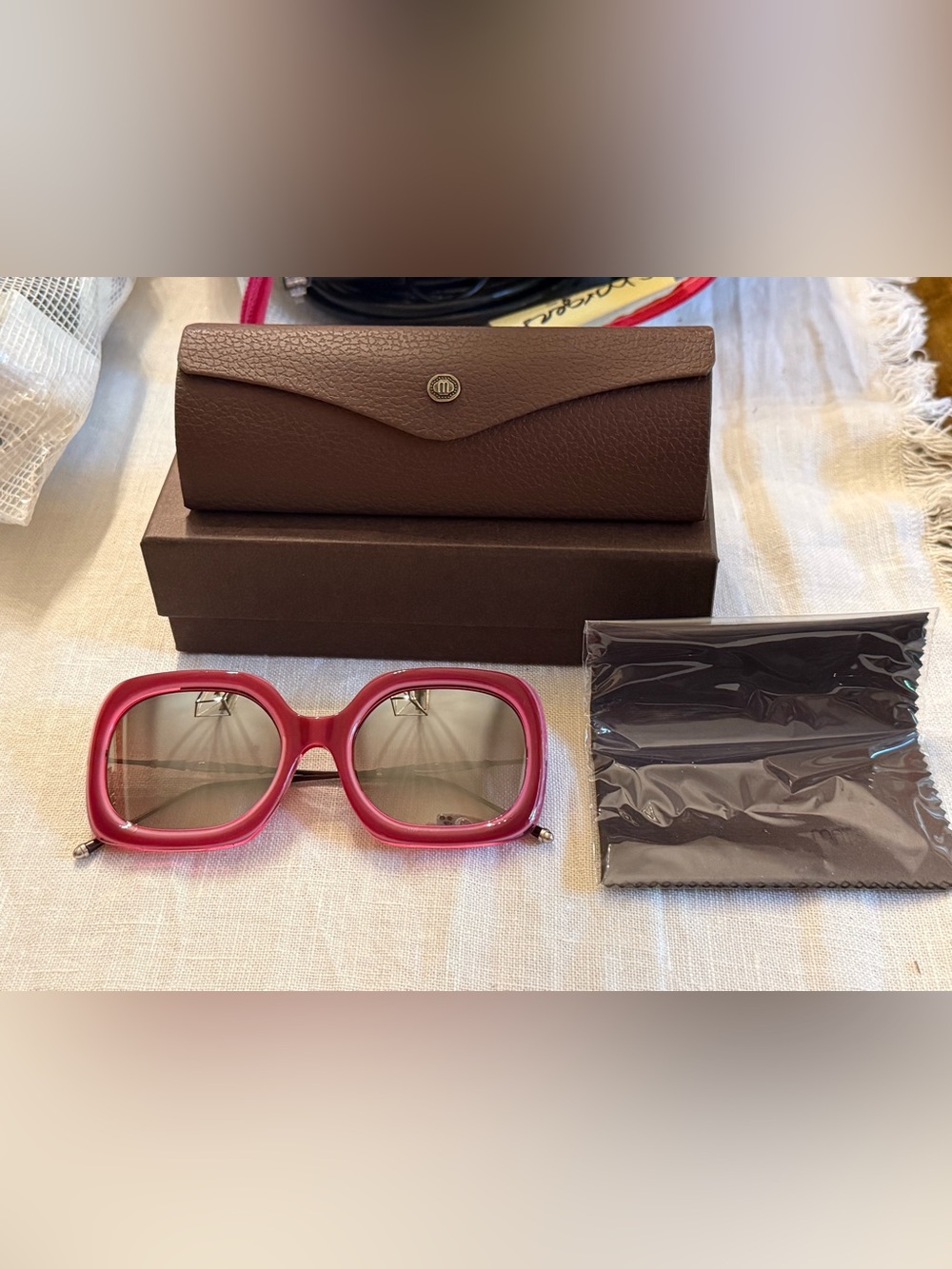 Matsuda M2035 Sqaure Sunglasses - Burgundy - Silver Mirror Lens - Made in Japan